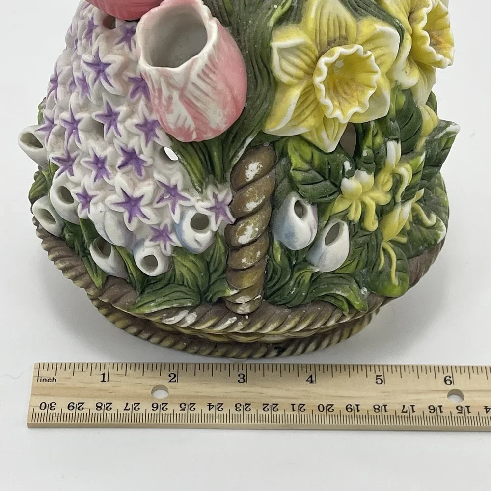 PartyLite Spring Flower Basket Tea Light Votive Candle Holder Easter VIDEO - Picture 4 of 10
